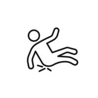 fall accident icon outline collection in black and on white background vector
