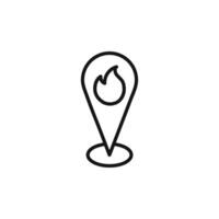 fire location icon outline collection in black and on white background vector