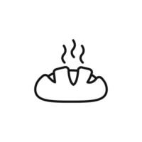 fresh bread icon outline collection in black and on white background vector