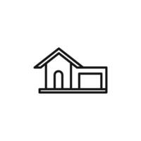 house with garage icon outline collection in black and on white background vector