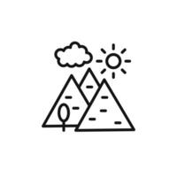 hills icon outline collection in black and on white background vector
