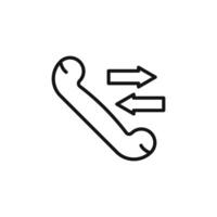 incoming outgoing calls icon outline collection in black and on white background vector
