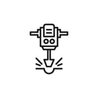 jack hammer icon outline collection in black and on white background vector