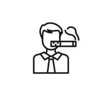 man smoking cigarette icon outline collection in black and on white background vector