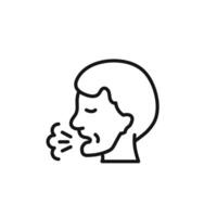 man coughs icon outline collection in black and on white background vector