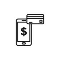 mobile payment icon outline collection in black and on white background vector