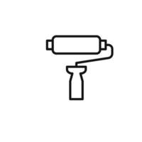 paint roller icon outline collection in black and on white background vector