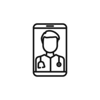 online medical consultation icon outline collection in black and on white background vector