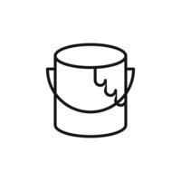 paint bucket icon outline collection in black and on white background vector