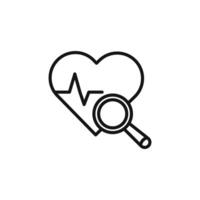 pulse heart check up icon outline collection in black and on white background vector