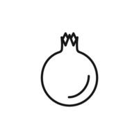 pomegranate icon outline collection in black and on white background vector