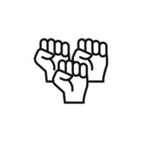 raised fists icon outline collection in black and on white background vector
