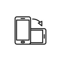 rotate phone icon outline collection in black and on white background vector
