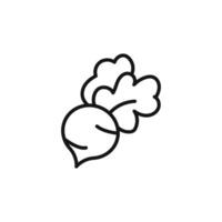 radish icon outline collection in black and on white background vector