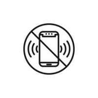 silent phone icon outline collection in black and on white background vector