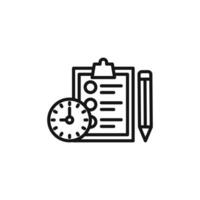 testing time icon outline collection in black and on white background vector