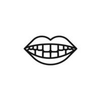smile with teeth icon outline collection in black and on white background vector