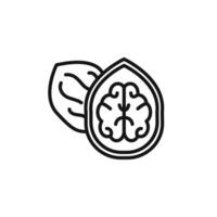 Walnut icon outline collection in black and on white background vector