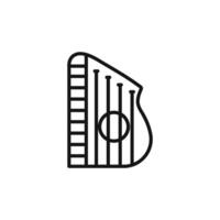 zither icon outline collection in black and on white background vector