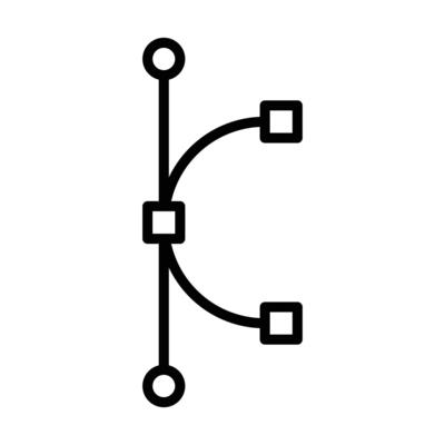 Bezier curve icon linear logo mark in black and white