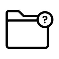 Folder with questionmark icon linear logo mark in black and white vector