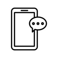 Message phone icon linear logo mark in black and white vector