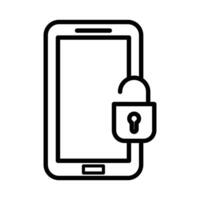 Mobile Unlock icon linear logo mark in black and white vector