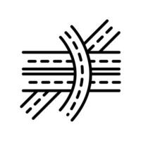 Multi level junction icon linear logo mark in black and white vector