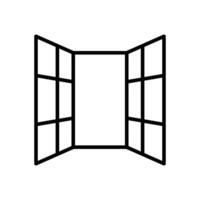 Open windows icon linear logo mark in black and white vector