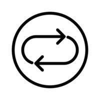 Repeat reload arrow icon linear logo mark in black and white vector
