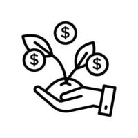 Seed money icon linear logo mark in black and white vector