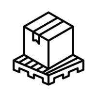 box on a pallet icon linear logo mark in black and white vector