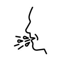 man coughs icon linear logo mark in black and white vector