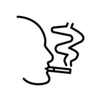man smoking cigarette icon linear logo mark in black and white vector
