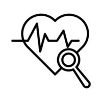 pulse heart check up icon linear logo mark in black and white vector