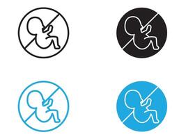 Abortion of fetus icon black and white outline sign vector