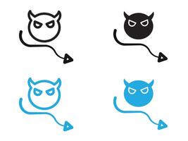 Demon devil icon black and white outline sign vector