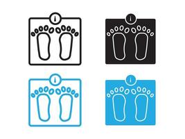 Footprint on weight scale icon black and white outline sign vector