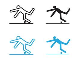 Man tripping icon black and white outline sign vector