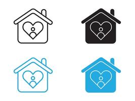 Orphanage house icon black and white outline sign vector