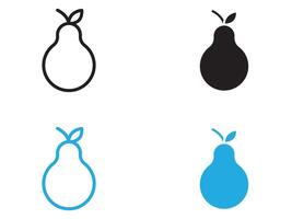 Pear icon black and white outline sign vector