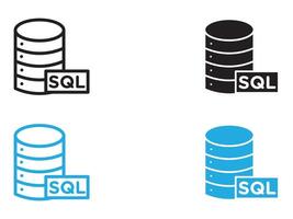 SQL server icon black and white outline sign vector
