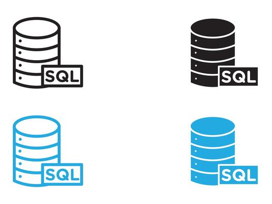 SQL server icon black and white outline sign