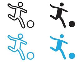 Soccer player with ball icon black and white outline sign vector