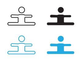 Split legs exercise icon black and white outline sign vector