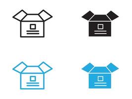 Unpack icon black and white outline sign vector