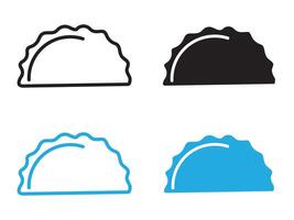 dumplings icon black and white outline sign vector