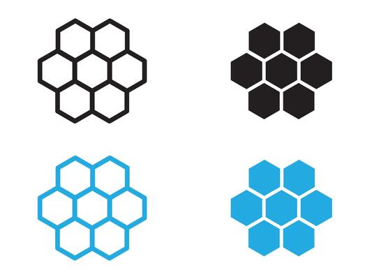 honeycomb icon black and white outline sign