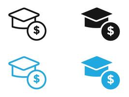 tuition fee icon black and white outline sign vector