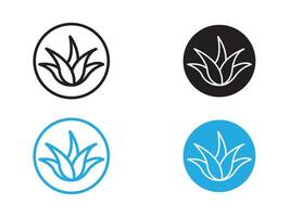 Aloe vera icon black and white outline sign vector